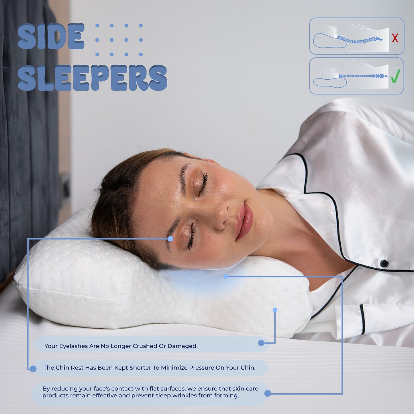 Beauty Pillow | Anti Aging, Anti Wrinkle | Memory Foam for Neck, Cervical and Shoulder Pain Relief, Back and Side Comfortable Sleeping